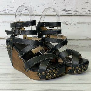 BedStu Juliana Wedge Sandal Sz 7.5 Multiple Straps